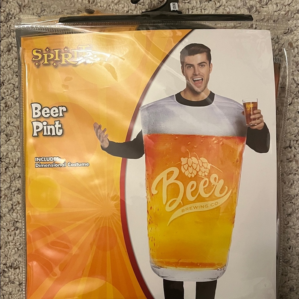 Spirit Beer Pint Costume - Yellow and White